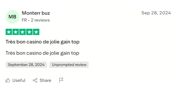 Avis Trustpilot Yonibet - paiements instantanés